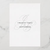 モノグラムエレガントイニシャル白結婚金ゴールド 箔招待状 (裏面)