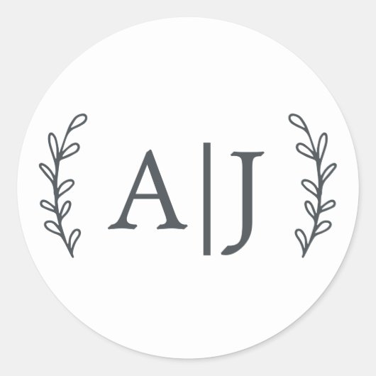 モノグラムエレガントイニシャル結婚ズ差出人住所 ラウンドシール (正面)