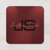 モノグラムエレガントイニシャル金ゴールドカラー文字 スクエア名刺 (正面)