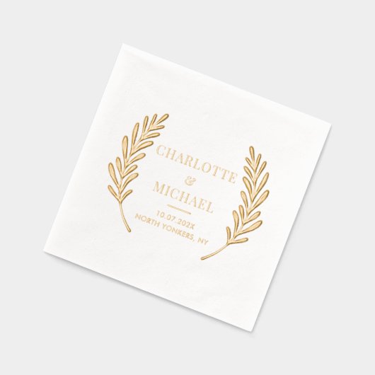 モノグラムエレガントウェディングレセプションカスタム 箔ナプキン (左)