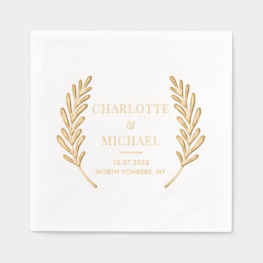 モノグラムエレガントウェディングレセプションカスタム 箔ナプキン (正面)