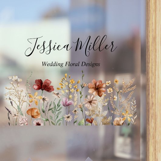 モノグラムエレガントウォーターかわいらしカラーワイルドフラワー ウィンドウサイン