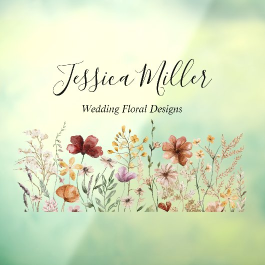 モノグラムエレガントウォーターかわいらしカラーワイルドフラワー ウィンドウサイン (シート3)