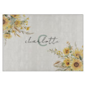 モノグラムエレガントウォーターカラーヒマワリ花束 カッティングボード (正面)