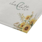 モノグラムエレガントウォーターカラーヒマワリ花束 カッティングボード (角)