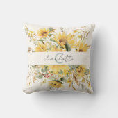 モノグラムエレガントウォーターカラーヒマワリ花束 クッション (正面)