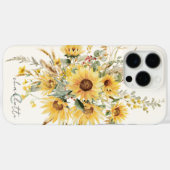 モノグラムエレガントウォーターカラーヒマワリ花束 Case-Mate iPhoneケース (裏面 (横))