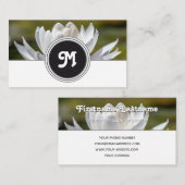 モノグラムエレガントウォーターリリー花屋ホワイトグレー 名刺 (正面/裏面)