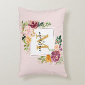 モノグラムエレガントウォーター色バラフローラ植物学 アクセントクッション (正面(垂直))