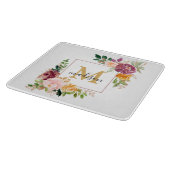 モノグラムエレガントウォーター色バラフローラ植物学 カッティングボード (角)