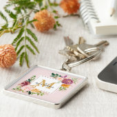 モノグラムエレガントウォーター色バラフローラ植物学 キーホルダー (側面)