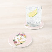 モノグラムエレガントウォーター色バラフローラ植物学 コースター (側面)