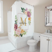 モノグラムエレガントウォーター色バラフローラ植物学 シャワーカーテン (インサイチュ)