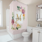 モノグラムエレガントウォーター色バラフローラ植物学 シャワーカーテン (インサイチュ)