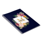 モノグラムエレガントウォーター色バラフローラ植物学 ノートブック (右側)