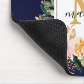 モノグラムエレガントウォーター色バラフローラ植物学 マウスパッド (コーナー)