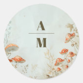 モノグラムエレガントウッドランドマッシュルーム結婚シダ ラウンドシール (正面)