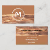 モノグラムエレガントウッド2トーンブラウン大工 名刺 (正面/裏面)