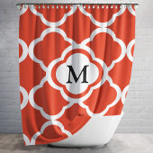 モノグラムエレガントオレンジクローバーパターン シャワーカーテン
