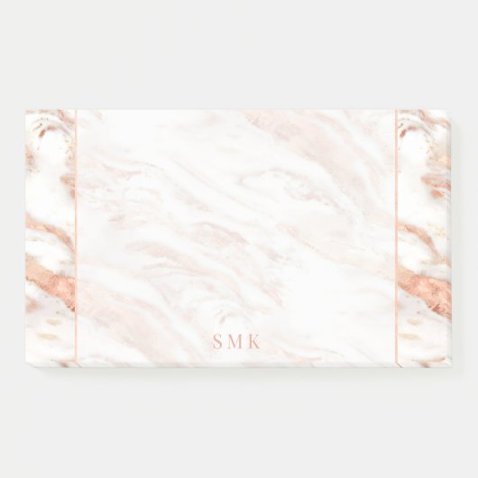 モノグラムエレガントオンシック銅バラ金ゴールド大理石 ポストイット (正面)
