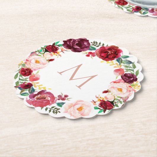 モノグラムエレガントオンフローラリース ペーパーコースター (アングル)
