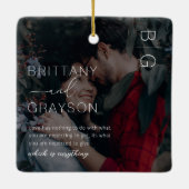 モノグラムエレガントカップル写真クリスマスセラミックまたは セラミックオーナメント (裏面)