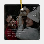 モノグラムエレガントカップル写真クリスマスセラミックまたは セラミックオーナメント (正面)