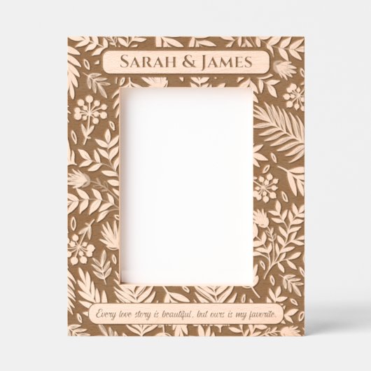 モノグラムエレガントカップル名の装飾模様 レーザー彫刻フレーム (正面)