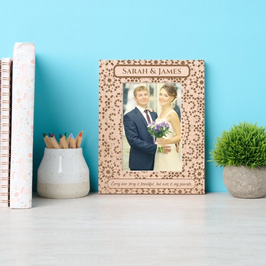 モノグラムエレガントカップル名の装飾模様 レーザー彫刻フレーム