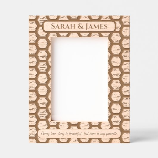 モノグラムエレガントカップル名の装飾模様 レーザー彫刻フレーム (正面)