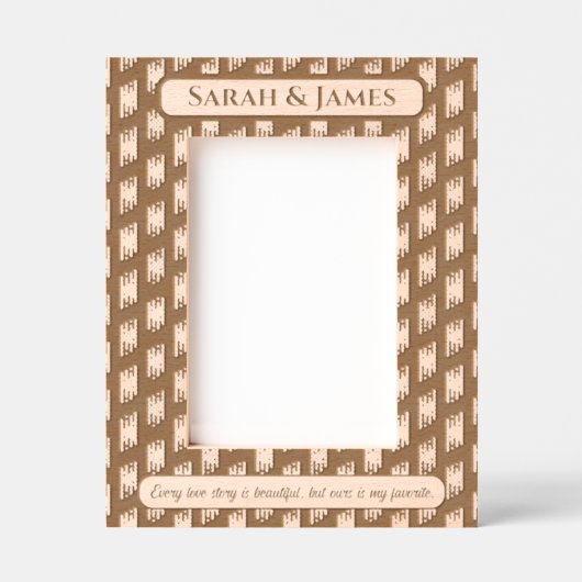 モノグラムエレガントカップル名の装飾模様 レーザー彫刻フレーム (正面)