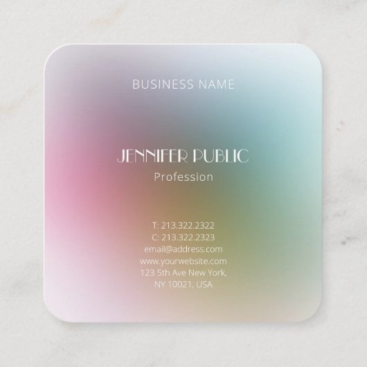 モノグラムエレガントカラフルテンプレートラグジュアリーモダン スクエア名刺 (裏面)