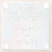 モノグラムエレガントカラフルマザーオブパール結婚ズ ガラスコースター (裏面)