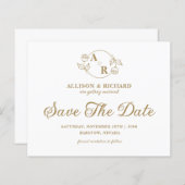 モノグラムエレガントクラシック、結婚式の日付を保存 (正面/裏面)