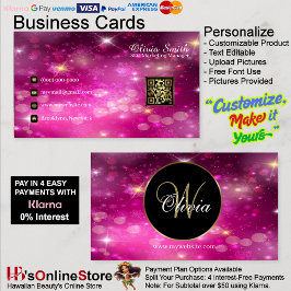 モノグラムエレガントクラススパークルQRコード 名刺