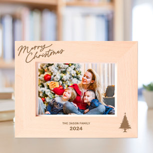 モノグラムエレガントクリスマスツリークラシータイポグラフィ レーザー彫刻フレーム