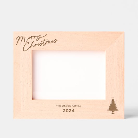 モノグラムエレガントクリスマスツリークラシータイポグラフィ レーザー彫刻フレーム (正面)