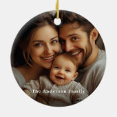 モノグラムエレガントクリスマスリース家族の写真 セラミックオーナメント (裏面)