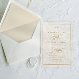 モノグラムエレガントクリームフローラ結婚ズ アクリル招待状