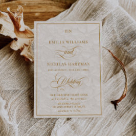 モノグラムエレガントクリームフローラ結婚ズ 招待状