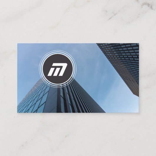 モノグラムエレガントクリーン構造建物 名刺 (正面)