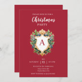 モノグラムエレガントクレストクリスマスパーティー 招待状 (正面/裏面)