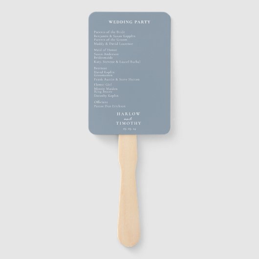 モノグラムエレガントクレストダスティブルー結婚式 プログラム ハンドファン (裏面)