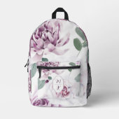 モノグラムエレガントクレストラベンダーウォーター花模様 プリントバックパック (正面)