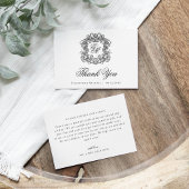 モノグラムエレガントクレストヴィンテージウェディング サンキューカード