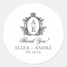 モノグラムエレガントクレストヴィンテージウェディング ラウンドシール