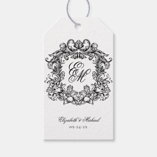 モノグラムエレガントクレスト結婚の花嫁 ギフトタグ (正面)