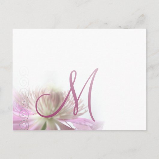 モノグラムエレガントクレマティス結婚式招待状 インビテーションポストカード (裏面)