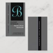 モノグラムエレガントググレー黒無地ビジネスカード 名刺 (正面/裏面)