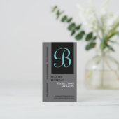 モノグラムエレガントググレー黒無地ビジネスカード 名刺 (スタンド正面)